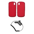 Red Silicone Gel Skin Cover Case + Rapid Car Charger for Samsung Instinct S30 M810