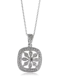 KC Designs "Estate" Diamond 14k White Gold Floral Pendant Necklace, 16"