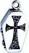 Blue Cross Locket Silver Tone Pewter Pendant Necklace