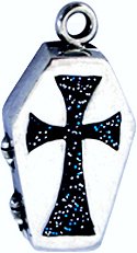 Blue Cross Locket Pewter Pendant Necklace