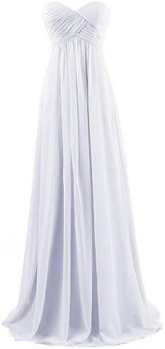 Sweetheart Bridesmaid Chiffon Prom Dresses Long Evening Gowns for Juniors,White,US0