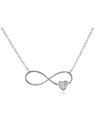 Sterling Silver Cubic Zirconia Infinity Heart Necklace, 18"