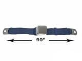 2-Point Lap Seat Belt, Navy, 90 Inch Length, with Chrome Lift Latch