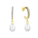 Diamond Fascination 14K Yellow Gold Diamond Accent Pearl Post Earrings