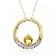 Citrine & Diamond Pendant Necklace - Circle of Love in Yellow Gold