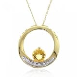 Yellow Gold Circle of Love Pendant - Citrine / Diamond