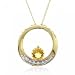 Citrine & Diamond Pendant Necklace - Circle of Love in Yellow Gold