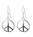 Sterling Silver Peace Symbol French Ear Wire Hook Dangle Earrings