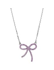 14K White Gold Pink Sapphire Bow Necklace -- LIFETIME WARRANTY