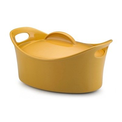 Bubble and Brown 4.25 Qt. Oval Covered Casserole in Yellow