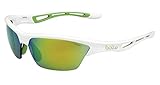 Bolle Tempest Sunglasses, Shiny White Green Edge Frame, Green Emerald Lens