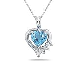 Heart Shape Blue Topaz & Diamond Pendant