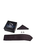 GIORGIO DI MARE Set Corbata + Pañuelo + Gemelos Ondas (Marrón)