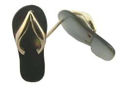 Black Mother Of Pearl Flip-Flop Simple-Strap Sandal Earrings, 14k Gold
