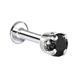 16 Gauge 3/16" -Solid 14KT White Gold 3mm Black Cubic Zirconia Tragus Earring Stud