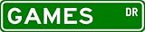 GAMES Street Sign ~ Personalized Family Lastname Sign ~ Gameroom, Basement, Garage Sign ** - 4 x 18 inches