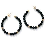 Onyx 14k Gold Hoop Earrings