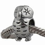 ONE GENUINE SOLID STERLING SILVER 925 OWL CHARM BEAD – TO FIT PANDORA, TROLLBEADS, CHAMILIA, BIAGI, BACI, TEDORA, AMORE AND ANY SIMILAR 3MM BRACELETS