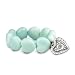Amazonite Heart Beaded Stretch Bracelet with Stamped Sterling Heart Charm