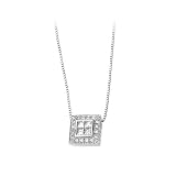 14K White Gold 1/5 ct. Round and Princess Cut Diamond Fashion Necklace