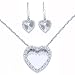 1/2 Carat Diamond 14k White Gold Heart Earrings & Pendant "3 Piece Set"