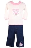  : Tuti Fruiti New Fall/Winter Infant Baby Girls Light Pink Embroidered Rose Denim Pant Set