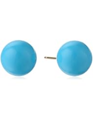 14k Yellow Gold Turquoise-Colored Button Earrings