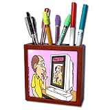 Londons Times Funny Computer Cartoons - MIRROR SITE - Tile Pen Holders-5 inch tile pen holder
