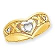 14k Gold & Rhodium V Shaped with Heart Cut-Out Ring
