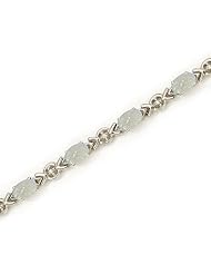 10K White Gold Oval Opal and Diamond Bracelet