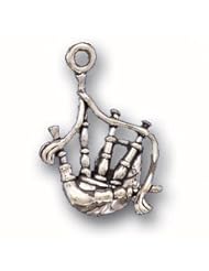 Sterling Silver 18" .8mm Wide Box Chain Necklace With 3D Scottish Bagpipe Pendant