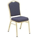 Set of 2 Stacking Chairs - Navy Pattern Fabric (Navy / Gold) (36H x 17W x 23D)