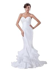 Strapless Sweetheart Mermaid  Lace-Up Ruched Satin  Dress With Ruffles