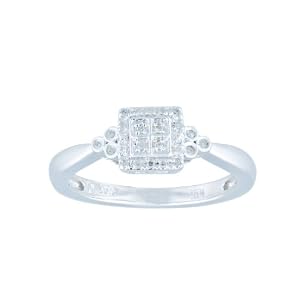 10k White Gold Diamond Quad Ring (1/15 cttw, I-J Color, I1-I2 Clarity)