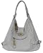 Oversize Horsebit Zipper Hobo Celebrity Style Bag Handbag White