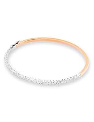14K Italian Rose And White Gold Vintage Style Polished and Textured Two Tone Cutting Surface Bangle (55mm Width), Women Jewelry in Gift Box