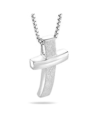 Scratched Finish Cross Pendant in Silver