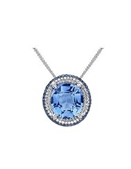11.21ct Blue Diamond Topaz Vs Diamond 14k Gold Pendant