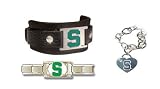 Michigan State Spartans ProStarter/Leather Cuff /Heart Charm Chain Bracelet Package