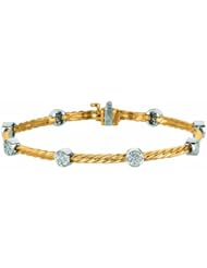 0.63 Carat Diamond Twister Rope Bangle Round Bracelet 14K Yellow Gold