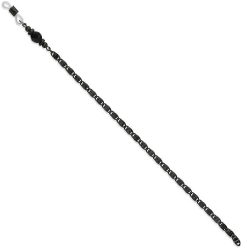 Genuine 1928 Boutique (TM) Black Crystal Bead Eyeglass Holder Black-plated 30" Chain. 100% Satisfaction Guaranteed.