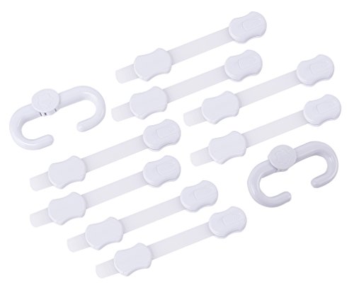 Multipurpose Child Safety Lock (8-Pack) - With 3M Adhesive - Baby Proofing for Fridge, Drawer, Cupboard, Toilet Seat, Oven and Stove - Re-adjustable Latch - BONUS Double Door Lock