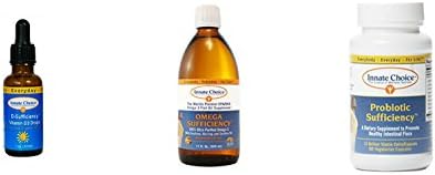 Innate Choice Sufficiency Combo Pack with Liquid Vitamin D3 (1 oz), Omega 3 Oil (500 ml), and Probiotics (60 Capsules)
