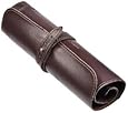 Cosmos Brown PU Leather Vintage Rollup Style Multiple Purpose Soft Pencil Case Bag (1, Brown)