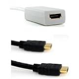 Value Pack – PTC Premium Mini DisplayPort to HDMI Adapter w/10ft Black HDMI 1.4 Gold Series Cable for Apple Macbook, Pro, Air.. supports 1080p
