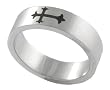 Stainless Steel Brushed Satin Elegant Cross Flat Band