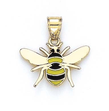 14k Enamel Bee Pendant - JewelryWeb