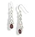Sterling Silver Celtic Knot and Genuine Red Garnet Hook Earrings
