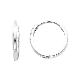 14k White Gold 2mm Small Domed Huggies Earrings for Kids and Teens (0.4" or 11mm)