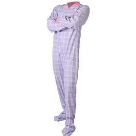 Buy Big Feet Pajama Co. Pink Blue (108) Plaid Flannel Pajamas with Drop Seat by Big Feet Pajama Co.